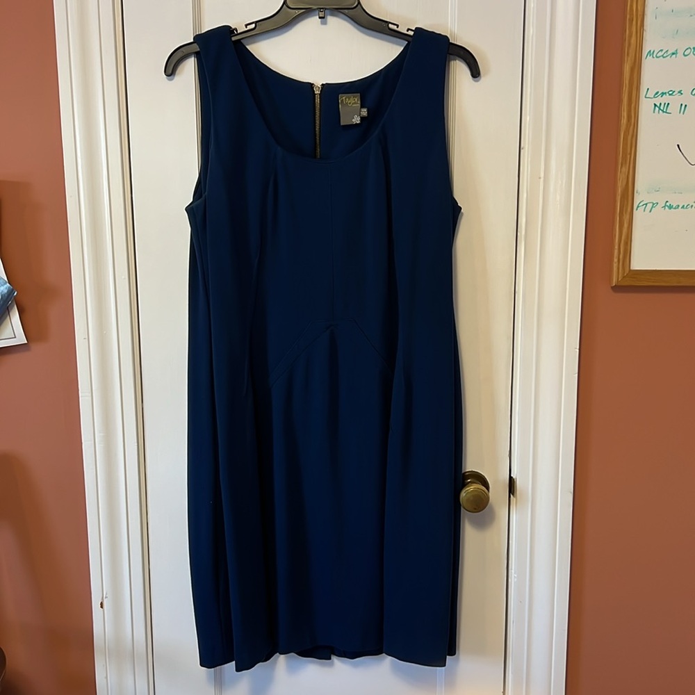 Taylor Blue Sleeveless Empire Waist Dress Size 18W Rear Zipper Lined